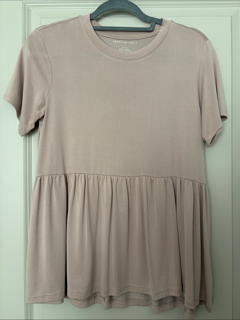 American Eagle Outfitters Women's Peplum Tee - Light Mauve